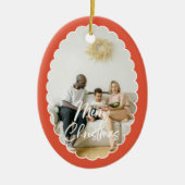Cute Handwritten Script Merry Christmas 2 Photo Keramisch Ornament (Voorkant)