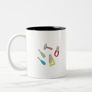 Cute Handyman Tools Tweekleurige Koffiemok