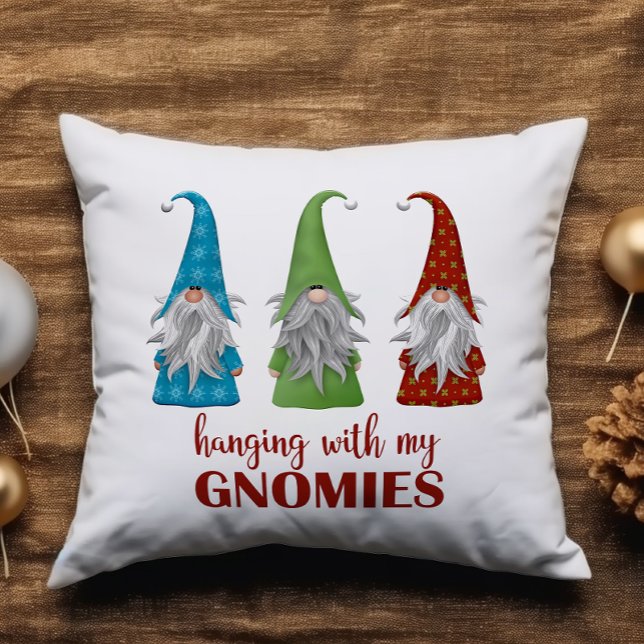 Cute Hanging met mijn Gnomies Gnome Kerstmis Kussen (Creator heeft geüpload)