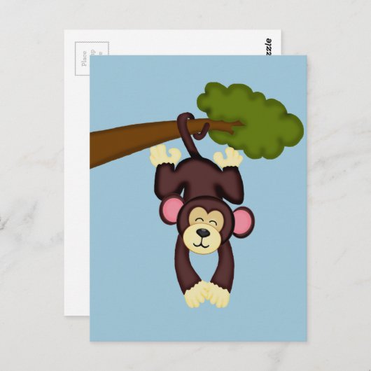 Cute Hanging Monkey Briefkaart (Voorkant / Achterkant)