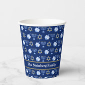 Cute Hanukkah Dreidel Menorah Pattern Custom Party Papieren Bekers (Voorkant)