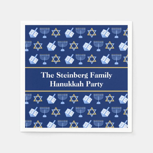 Cute Hanukkah Dreidel Menorah Pattern Custom Party Servet (Voorkant)
