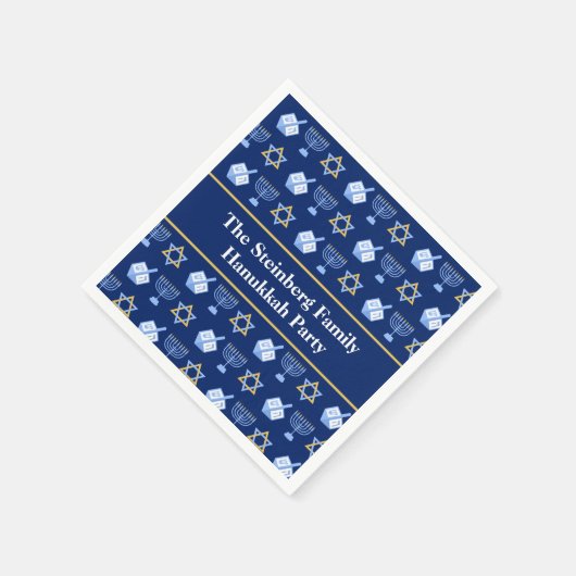 Cute Hanukkah Dreidel Menorah Pattern Custom Party Servet (Hoek)