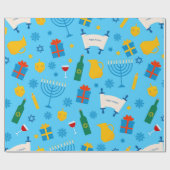 Cute Hanukkah Pattern Wrapping Paper Cadeaupapier (Vlak)