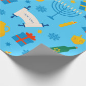 Cute Hanukkah Pattern Wrapping Paper Cadeaupapier (Hoek)