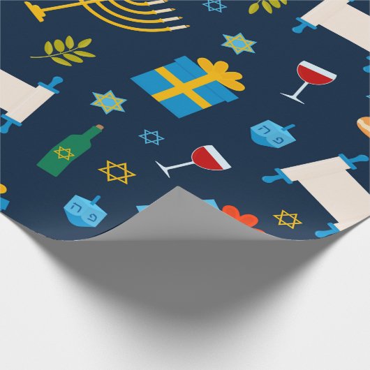 Cute Hanukkah Pattern Wrapping Paper Cadeaupapier (Hoek)