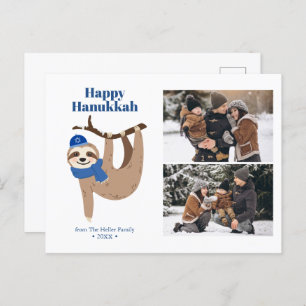 Cute Hanukkah Sloth 2 Foto Collage Feestdagenkaart