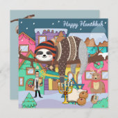 Cute Hanukkah Sloth Note Kaart (Voorkant / Achterkant)