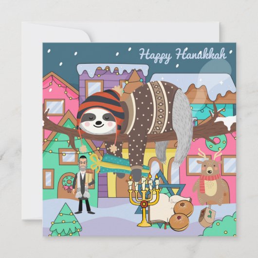 Cute Hanukkah Sloth Note Kaart (Voorkant)