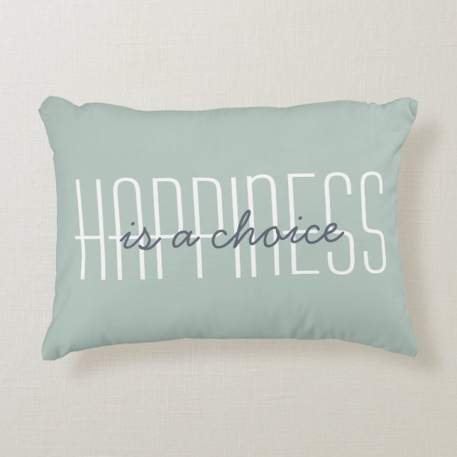 Cute Happiness Quote Modern Typography Green Blue Accent Kussen (Voorkant)