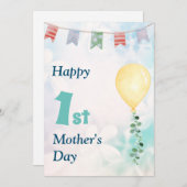 Cute Happy 1st Moederdag Kaart (Voorkant / Achterkant)