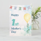 Cute Happy 1st Moederdag Kaart (Staand voorkant)