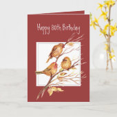 Cute Happy 80th Birthday Song Sparrows Kaart (Gele Bloem)