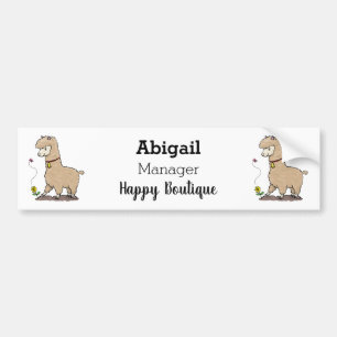 Cute happy alpaca met vlinder cartoon bumpersticker