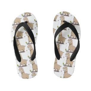Cute happy alpaca met vlinder cartoon kinder teenslippers