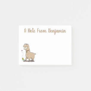 Cute happy alpaca met vlinder cartoon post-it® notes