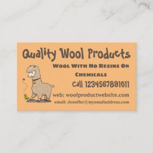 Cute happy alpaca met vlinder cartoon visitekaartje