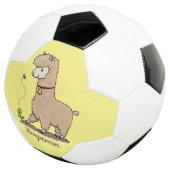 Cute happy alpaca met vlinder cartoon voetbal (Drie kwart)