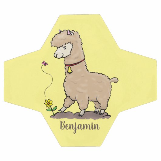 Cute happy alpaca met vlinder cartoon voetbal (Enkel)