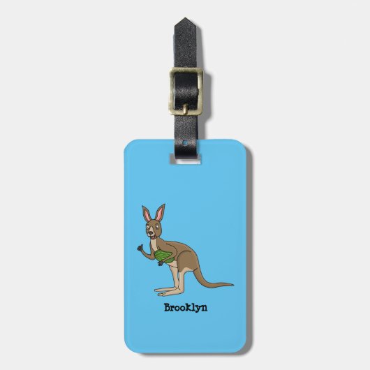 Cute happy Australian kangaroo illustratie Bagagelabel (Voorkant verticaal)
