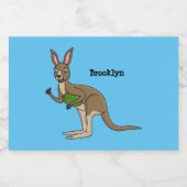 Cute happy Australian kangaroo illustratie Voedselcontainer Etiket (Enkel label)