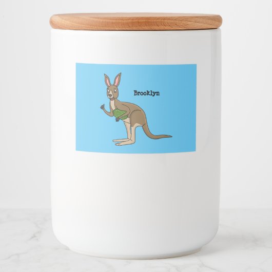 Cute happy Australian kangaroo illustratie Voedselcontainer Etiket (Voorkant)