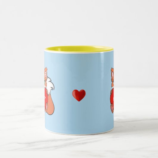 Cute Happy Baby Fox met Heart Two-Tone Koffee Mok (Center)