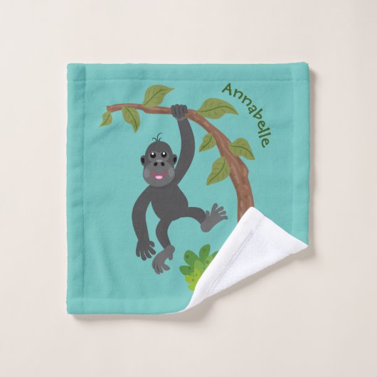 Cute happy baby gorilla cartoon illustratie bad handdoek (Wasdoekje)
