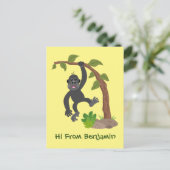 Cute happy baby gorilla cartoon illustratie briefkaart (Staand voorkant)