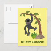 Cute happy baby gorilla cartoon illustratie briefkaart (Voorkant / Achterkant)