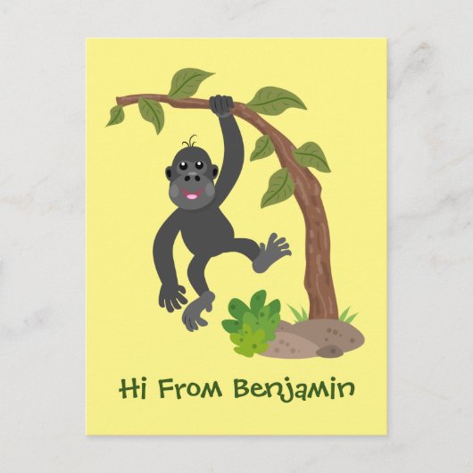 Cute happy baby gorilla cartoon illustratie briefkaart (Voorkant)