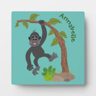 Cute happy baby gorilla cartoon illustratie fotoplaat