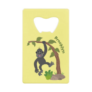 Cute happy baby gorilla cartoon illustratie kredietkaart flessenopener