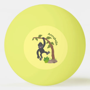 Cute happy baby gorilla cartoon illustratie pingpongballen