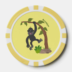 Cute happy baby gorilla cartoon illustratie poker chips