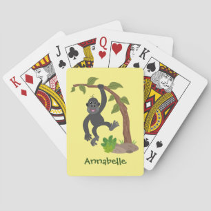 Cute happy baby gorilla cartoon illustratie pokerkaarten