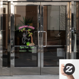 Cute happy baby gorilla cartoon illustratie raamsticker