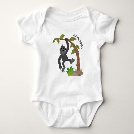 Cute happy baby gorilla cartoon illustratie romper (Voorkant)