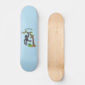 Cute happy baby gorilla cartoon illustratie skateboard (Voorkant)