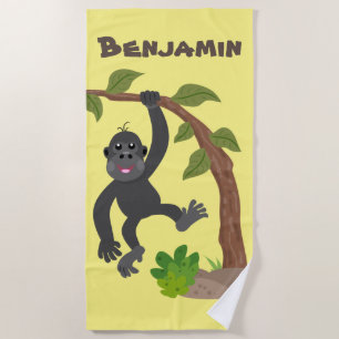 Cute happy baby gorilla cartoon illustratie strandlaken