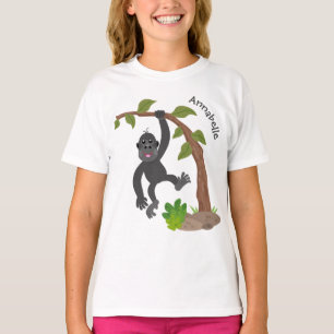 Cute happy baby gorilla cartoon illustratie t-shirt