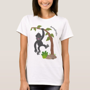 Cute happy baby gorilla cartoon illustratie t-shirt