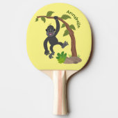 Cute happy baby gorilla cartoon illustratie tafeltennisbatje (Achterkant)