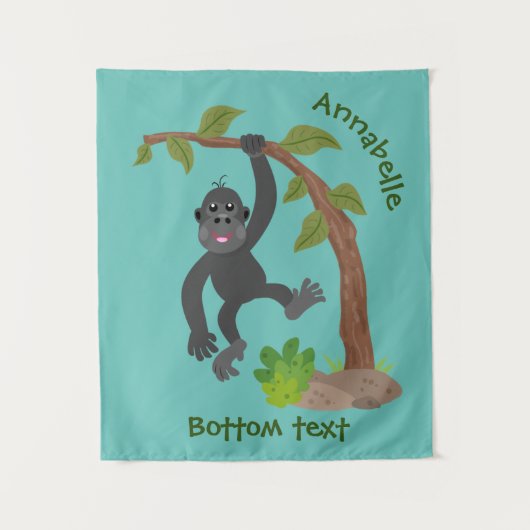 Cute happy baby gorilla cartoon illustratie wandkleed (Voorkant)