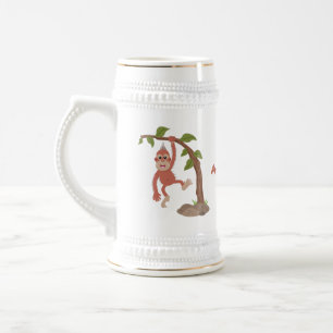 Cute happy baby orangutan cartoon illustratie bierpul