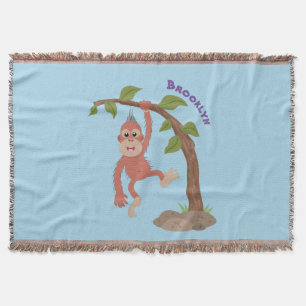 Cute happy baby orangutan cartoon illustratie deken