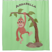 Cute happy baby orangutan cartoon illustratie douchegordijn (Voorkant)