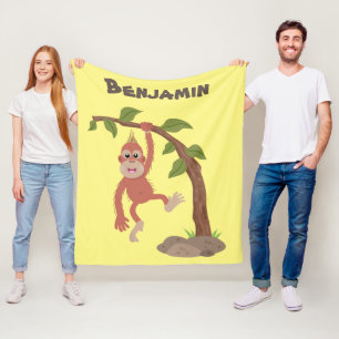 Cute happy baby orangutan cartoon illustratie fleece deken