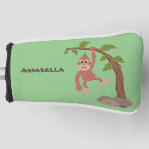 Cute happy baby orangutan cartoon illustratie golfheadcover