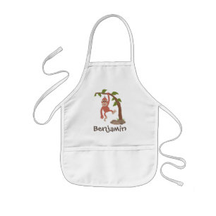 Cute happy baby orangutan cartoon illustratie kinder schort